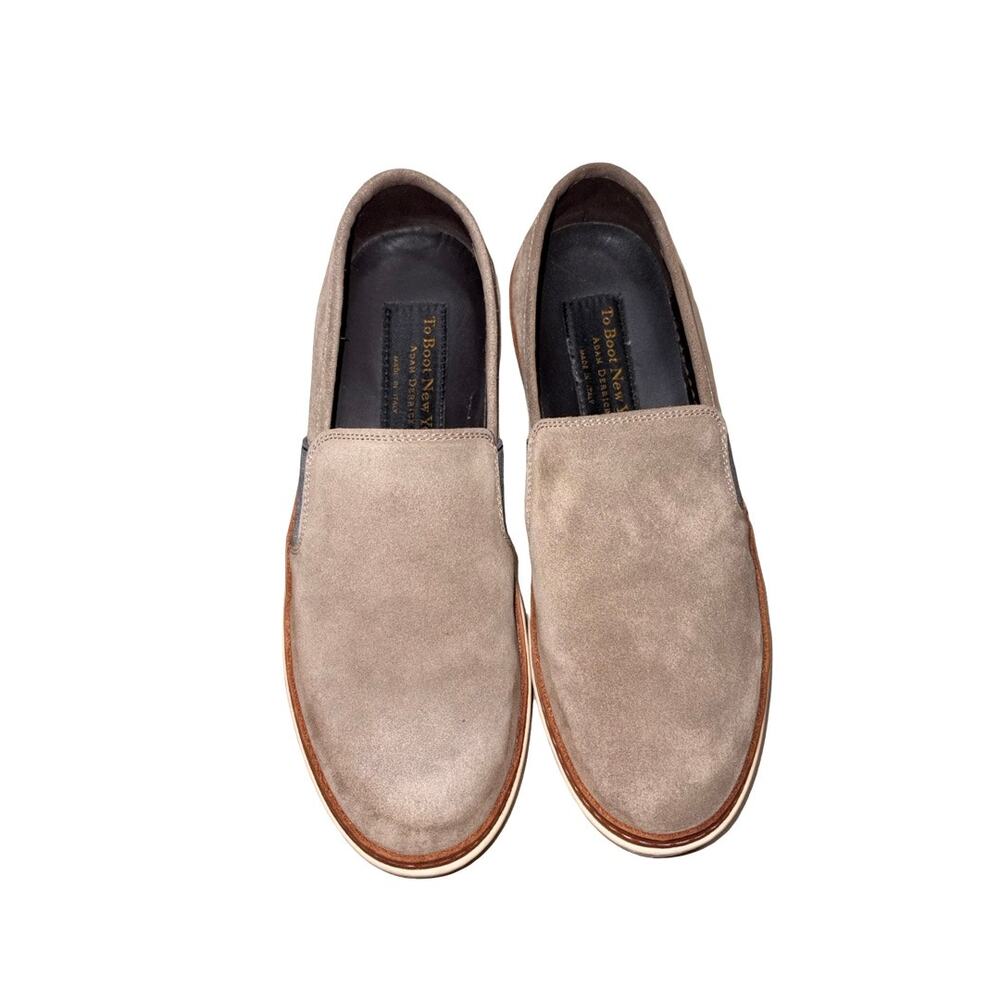 To Boot New York Adam Derrick Beige/Gray Suede Boat Deck Loafers   Size: 7 Men's